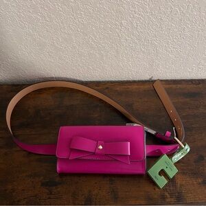 KATE SPADE NEW YORK Bow Belt Bag in Fushia Pink Smooth Leather NWT Retail $98